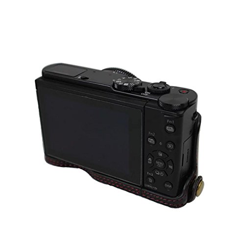 kinokoo Panasonic コンパクトデジタルカメラ ルミックス LX9 専用ボディケースカメラケース バッテリーの交換でき 三脚ネジ穴 標識クロス付き (ブラック)
