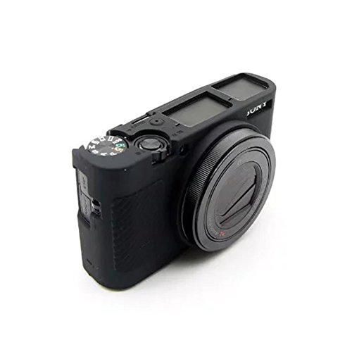 kinokoo SONY ソニー DSC-RX100M5 / RX100M3 / M4 / M5 / M6 デジタルカメラ専用 シリコンカバー カメラケース　カメラカバー 標識クロス付き (BK)