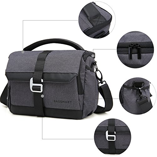 BAGSMART カメラバッグ 一眼レフ ショルダーバッグ カメラケース カメラ 斜め掛け 3WAY レインカバー 撥水加工 ブラック