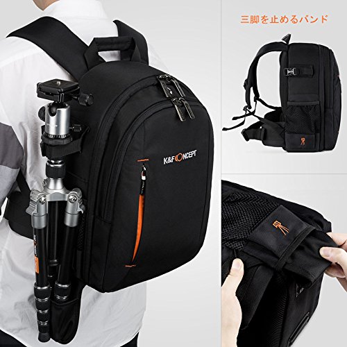 カメラバックリュック 一眼レフ K&F Concept カメラリュック 大容量 18L カメラバック 防水 ミラーレス 一眼レフ用 おしゃれ Canon Nikon Sony Sigma Tamronなどデジタル一眼レフカメラ用バッグ 三脚取付可 PC収納可 ブラック