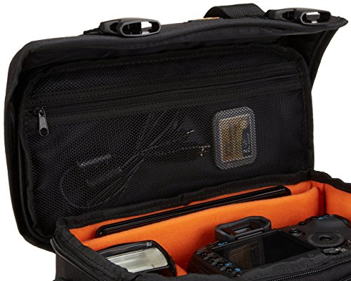 Amazonベーシック カメラバッグ デジタル一眼レフ用 Lサイズ ブラック(内装色オレンジ)