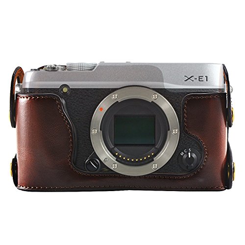 No1accessory XJPT-XE1-D10 ダークブラウン Fujifilm X-E1 XE1 X-E2 XE2 専用 PU 半分レザー レフ カメラバッグ カメラケース