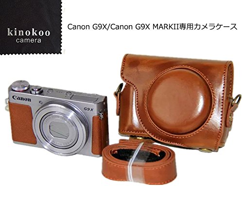 kinokoo Canon デジタルカメラ PowerShot G9 X / G9X mark2 カメラケース PUレザー ショルダーストラップ付 (ブラウン)