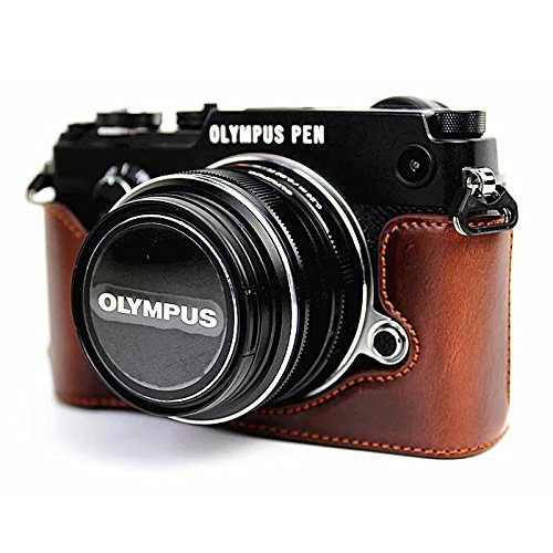 No1accessory XJD-PEN-D10 ダークブラウン Olympus PEN-F PEN F 専用 防水 PU レザー 一眼レフ カメラバッグ カメラケース ハンドストラップ