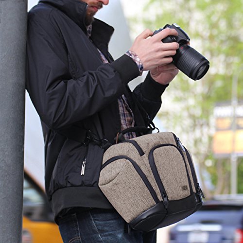 USA Gear カメラバッグ・スリング付き・ショルダー・肩掛け USA Gear Camera Bag with Lens Storage 一眼レフ・ミラーレス ブラウン GRULUTX100BREW