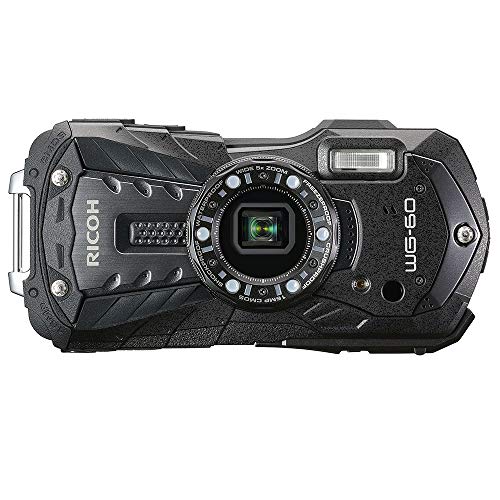 RICOH 防水デジタルカメラ RICOH WG-60 ブラック 防水14m耐ショック1.6m耐寒-10度 RICOH WG-60 BK 03825 & PENTAX デジタルカメラケース ブラック×バイオレット O-CC135 38859