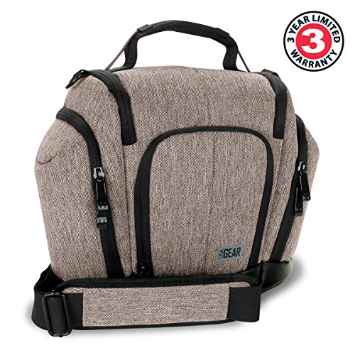 USA Gear カメラバッグ・スリング付き・ショルダー・肩掛け USA Gear Camera Bag with Lens Storage 一眼レフ・ミラーレス ブラウン GRULUTX100BREW