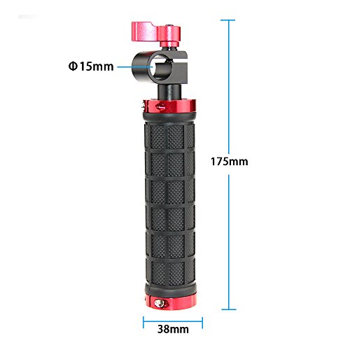 CAMVATE カメラグリップハンドル+ロッドクランプ 15mmロッドリグレールサポート ビデオ＆ムービー デジタル一眼レフ肩装備リグ 黒＆赤