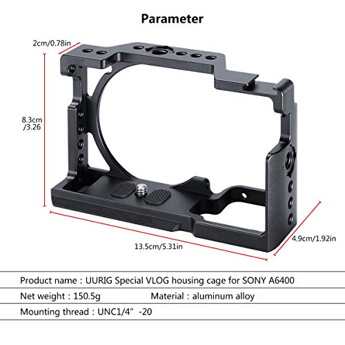 Sony A6400/A6300 専用ケージ カメラケージ 金属材料 強くてしっかり コールドシューマウント付 拡張カメラケージ 優れた保護 (Sony A6400 専用ケージ)