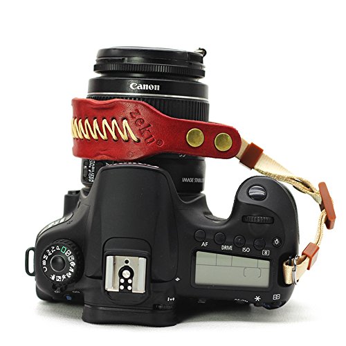HOT SEAL カメラ グリップ 高級合皮 レザー Vintage カメラハンドストラップ リストストラップ 一眼レフ/ミラーレス一眼/マイクロ単/コンパクト (レッド)
