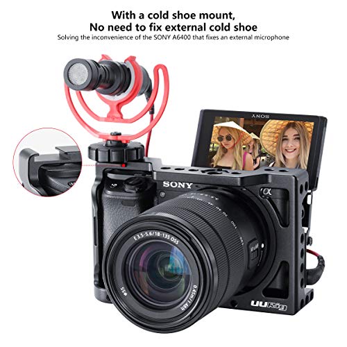 Sony A6400/A6300 専用ケージ カメラケージ 金属材料 強くてしっかり コールドシューマウント付 拡張カメラケージ 優れた保護 (Sony A6400 専用ケージ)