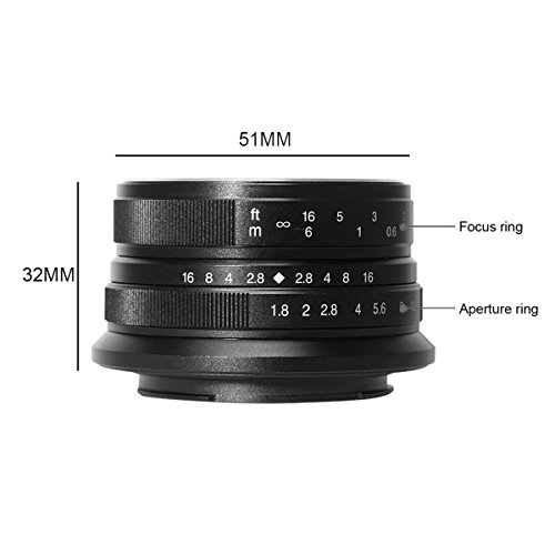 7artisans 25mm F1.8 マニュアルフォーカスレンズ　Sony カメラA7 A7II A7R A7RII A7S A7SII A6500 A6300 A6000 A5100 A5000 EX-3 NEX-3N NEX-3R NEX-F3K NEX-5 NEX-5Nに適用するレンズ - ブラック