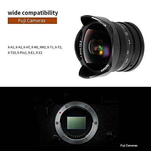 7artisans 交換レンズ7.5mm/f2.8 単焦点レンズFuji 富士 マウントカメラ対応 マニュアルフォーカス レンズポーチバッグ同梱（ブラック）