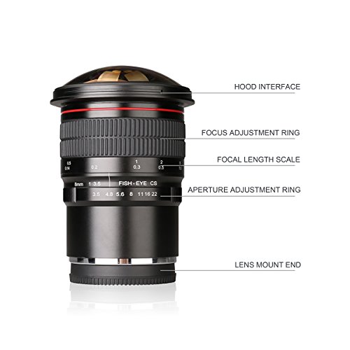 Meike MK 8mm f/3.5 魚眼レンズ ウルトラHD マニュアルフォーカスレンズ 富士フイルムFujifilm Xマウントにミラーレス一眼カメラ対応 