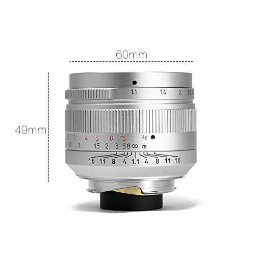 7artisans 50mm / f1.1 レンズ Leica MマウントカメラとソニーEマウントカメラ用 Pergearクリーニングキット付属 カナダ生産のM4対応しない １年保証 (シルバー)