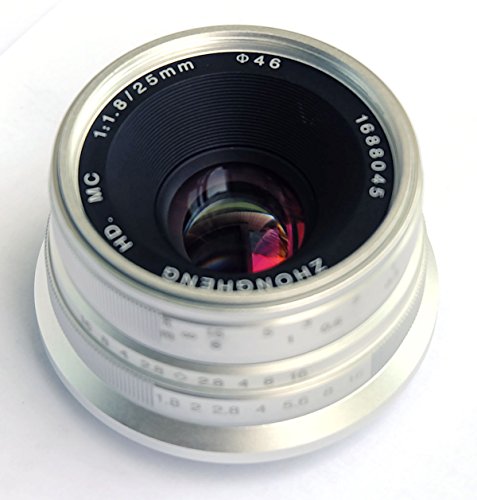 Hengyijia（ヘンイージア） 25mm F1.8 （銀色） 高画質マニュアルフォーカス(MF)マクロレンズ　Fujifilm FXインタフェースのミラーレスカメラに適用する