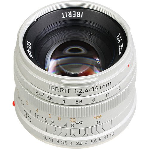 KIPON 単焦点レンズ IBERIT (イベリット) 35mm f / 2.4レンズfor Sony Eマウント Frosted Silver(つや消し シルバー)
