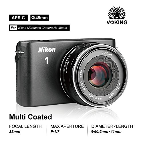 Voking 35mm f 1.7 Large Aperture Manual Focus lens APS-C for Nikon Mirrorless cameras J5 V3 V2 V1 J1 J2 J3 J4