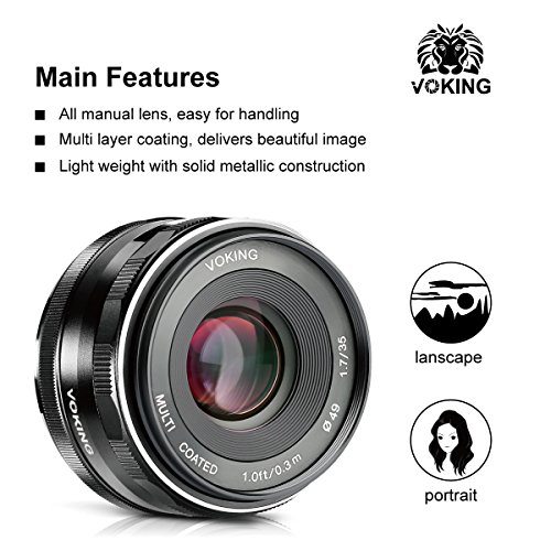 Voking 35mm f 1.7 Large Aperture Manual Focus lens APS-C for Nikon Mirrorless cameras J5 V3 V2 V1 J1 J2 J3 J4