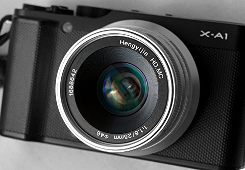 Hengyijia（ヘンイージア） 25mm F1.8 （銀色） 高画質マニュアルフォーカス(MF)マクロレンズ　Fujifilm FXインタフェースのミラーレスカメラに適用する