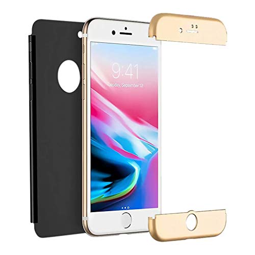 iphone 8 Plus保護カバー FHXD 360度全面保護 超薄型スマホケース PCハードケース 擦り傷防止 耐衝撃 落下防止 3イン 1保護ケース(金と黒)