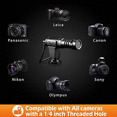 Zeadioミニスマートフォンカメラマイク、写真インタビューステレオマイク キヤノン、ニコン、iPhone、ソニー、Samsung、Huawei、携帯電話、DV、DSLRカメラ、ビデオカメラに適用