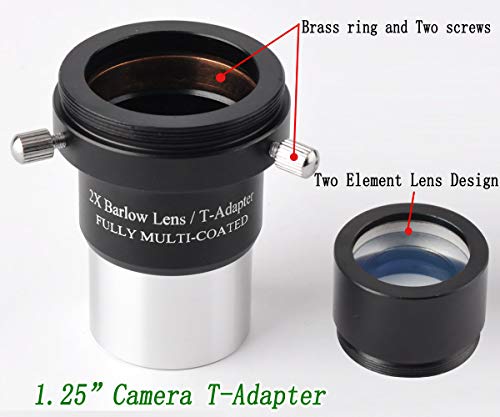 Universal Barlow Lensを使用して、1.25インチ望遠鏡の接眼レンズの倍率を2倍にする