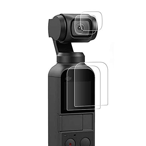 XIAOYINREN DJI OSMO POCKET用強化ガラスフィルム 汚れ防ぎ 高透過率 メイン画面フィルム*2枚+レンズフィルム*2枚 透明 (2セット)