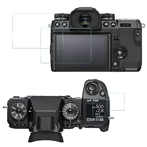 Fujifilm X-H1用スクリーンプロテクター 、AFUNTA 2 Packs（4 Pcs）液晶モニターとトップコントロールパネル用の耐スクラッチ強化ガラス保護フィルムデジタルカメラ 液晶保護フィルム