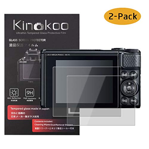 kinokoo 液晶保護フィルム CANONデジタルカメラ SX730 HS / SX740 HS専用 硬度9H 高透過率 耐指紋 気泡無し 強化ガラス 厚さ0.3mm 2枚セット 標識クロス付き(SX730/SX740専用)