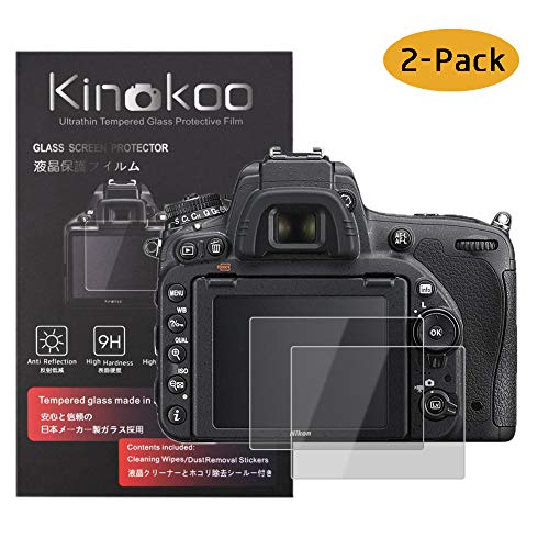 kinokoo 液晶保護フィルム Nikon D750専用 硬度9H 高透過率 耐指紋 気泡無し 強化ガラス 厚さ0.3mm 2枚セット 標識クロス付き(D750専用)