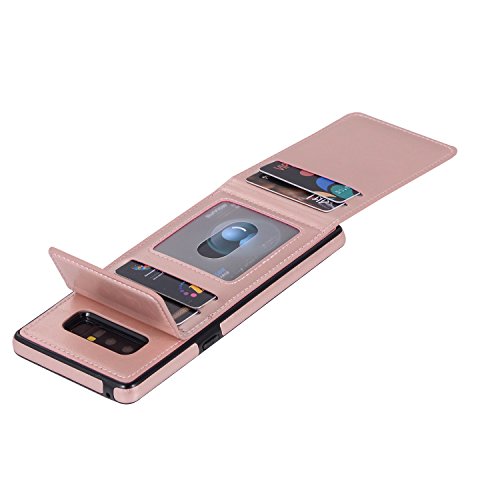 Beststartjp Galaxy Note8 SC-01K/SCV37 ケース カバー スタンド機能付き 高級PUレザー カード収納 カードホルダー 衝撃吸収 スマホケース 耐衝撃対応 背面型財布 多機能 (ローズゴールド)