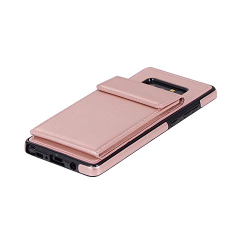 Beststartjp Galaxy Note8 SC-01K/SCV37 ケース カバー スタンド機能付き 高級PUレザー カード収納 カードホルダー 衝撃吸収 スマホケース 耐衝撃対応 背面型財布 多機能 (ローズゴールド)