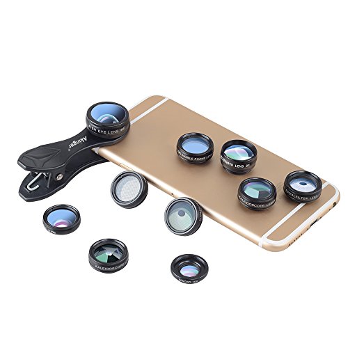 Akinger 10in1カメラレンズ(フロー レンズフィルターXラジアル レンズフィルターXスター レンズフィルターXＣＰＬレンズX0.63広角レンズX15ｘマクロレンズX198度魚眼レンズX2XズームレンズX万華鏡３X万華鏡６) クリップ式 多機種対応 簡単装着