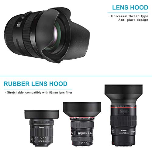 Neewer 58mmレンズとフィルターバンドル：広角レンズ、望遠レンズとフィルターセット（マクロ、ND、UV、CPL、FLD） 58mmレンズ付きのCanon EOS Rebel T7i SL2 T6i T6s T6 T5i T5 T3i 80D 77D 70D 60Dカメラに対応