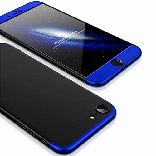 iphone 7 Plus保護カバー FHXD 360度全面保護 超薄型スマホケース PCハードケース 擦り傷防止 耐衝撃 落下防止 3イン 1保護ケース(青と黒)