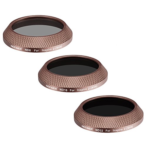 Neewer 3個レンズフィルターセット DJI X4Sカメラ(Inspire 2)に対応　 ND8、ND16とND32 フィルター　光学ガラス製、アルミニウム合金フレーム（金）