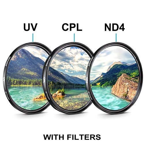 Neewer レンズアクセサリーセット Canon PowerShot SX530 HS、SX520 HS、SX60 HS、SX50 HS、SX40に対応 セット内容：フィルターアダプターリング+ 67mmフィルターセット（UV/CPL/ND4）+ラバーレンズフード+レンズキャップ+フィルターポーチ