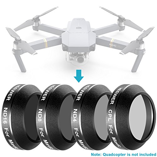 Neewer 4個フィルターセット　DJI Mavic Pro Drone Quadcopterに対応　CPL、ND4、ND8 と ND16フィルター　マルチコーティングされた防水アルミ合金フレーム　光学ガラス製　(MC-16)