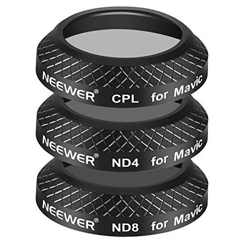 Neewer 3個フィルターセット　DJI Mavic Pro Drone Quadcopterに対応　CPL、ND4 とND8フィルター　光学ガラス製、マルチコート、アルミニウム合金製フレーム（黒）
