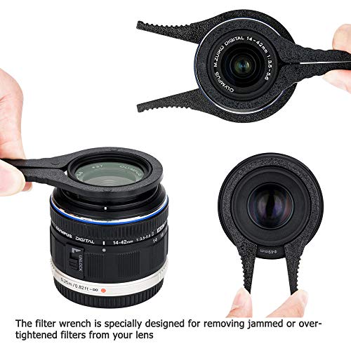 フィルターレンチ キッド CPL UV ND フィルターレンチ 46-62mm フィルタースレッド適用 2枚セット ABS樹脂製 Canon Nikon Sony Fujifilm Oiympus Panasonic カメラ適用 レンズクロス 付属