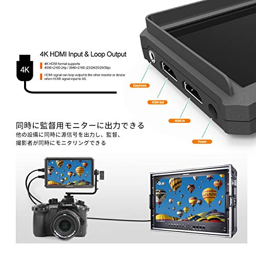 TARION X5 カメラモニター 5インチ IPS FHD 400cd/m2 4K HDMI入出力パススルー 軽量 外部モニタ 日本語設定