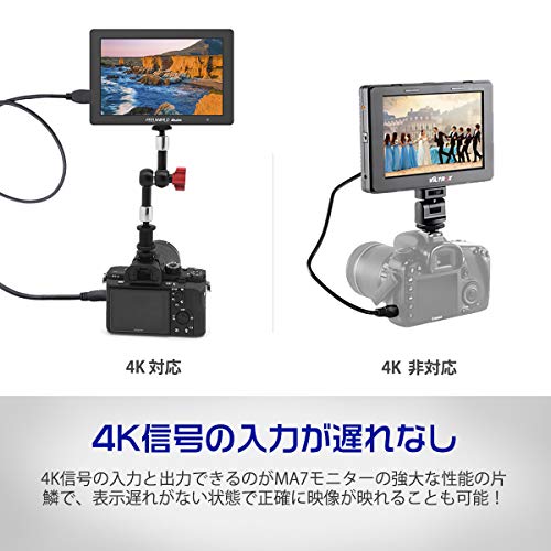 Feelworld カメラ用液晶モニター 7インチIPS 超薄型 1920x1200 HDオンカメラビデオモニター 液晶フィールドモニター 4K HDMI信号入力 撮影確認用 Master MA7【正規品 一年間保証 日本語説明書付き】
