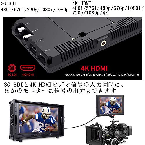 Feelworld フィールドモニター FW279S 日差しの強い屋外でもよく見える 4K 3G-SDI HDMI 出力/入力 7インチ IPS 輝度2200cd/m² HD 1920x1200 日本語設定 sdiモニター 【一年間保証】
