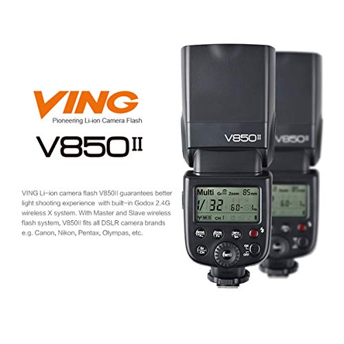 【正規品 技適マーク付き日本語説明書付】 Godox V850II 2.4G TTL フラッシュ GN60 HSS 1/8000s 2000mAh リチウムイオン（Li-ion電池）フラッシュ、650フルパワーフラッシュを、0.01～1.5秒でリサイクル DSLR Canon, Nikon, Olympus, Pentax互換性があります