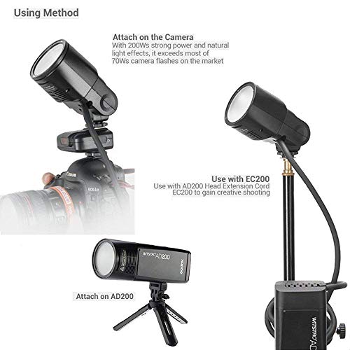 Godox H200R 200Wラウンドフラッシュヘッド分離エクステンションヘッド互換GODOX AD200フラッシュ EC200