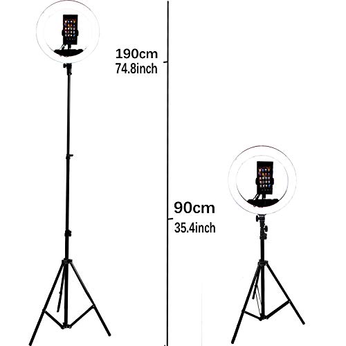 自分撮りリングライトキット14インチ40WブルートゥースLEDリングライト照明付き電話スタンド、三脚スタンド調光対応2700K-5600K YouTubeビデオ用調整可能色温度ライト、写真対応、Volg