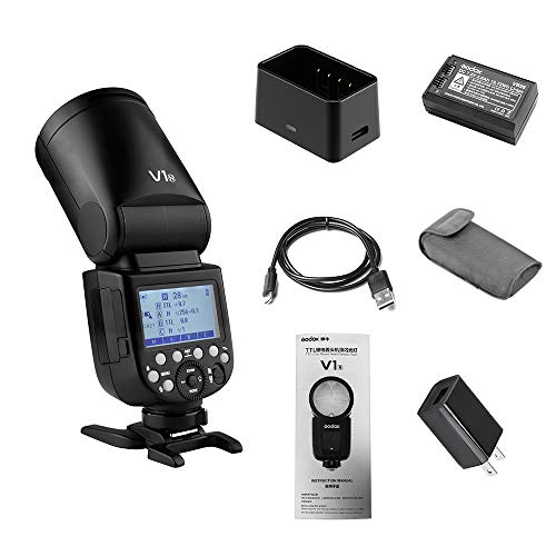 Godox V1N プロ カメラフラッシュ スピードライト スピードライト ラウンドヘッド フレネルズーム ニコンシリーズ用 D5300 D750 D850 D7100 Z7カメラ スタジオ写真撮影