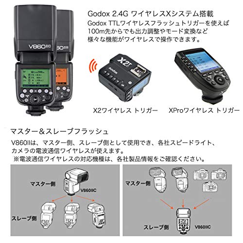 日本正規代理店【Godox V860II-C キャノン用】「スピードライト+ワイヤレス送信機（XPro-C キャノン用）+アンブレラ+スタンド+ホルダー フルセット」フラッシュ ゴドックス:spc566