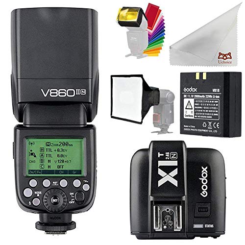 Godox Ving V860II-N 2.4G TTL HSS 1/8000sリチウムイオン電池カメラフラッシュスピードライト1.5Sリサイクル時間+無線リモートフラッシュ受信機 (V860II-N+X1T-N)